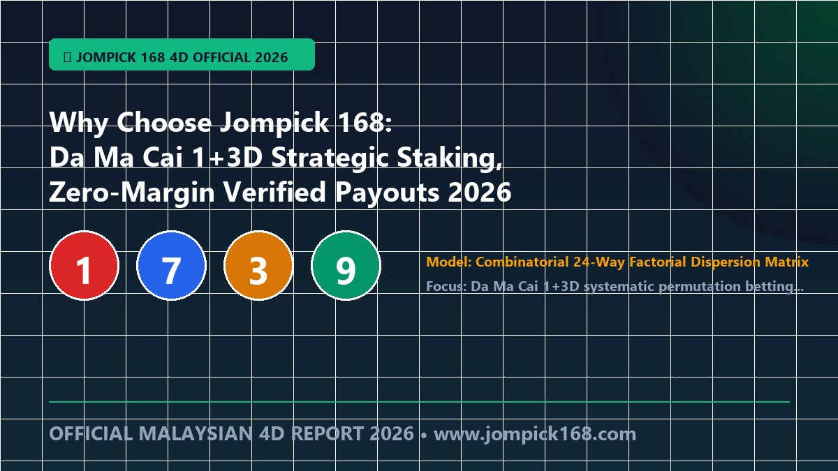 Why Choose Jompick 168: Da Ma Cai 1+3D Direct Draw Telemetry, Transparent Paytables & Instant Ringgit Settlement 2026